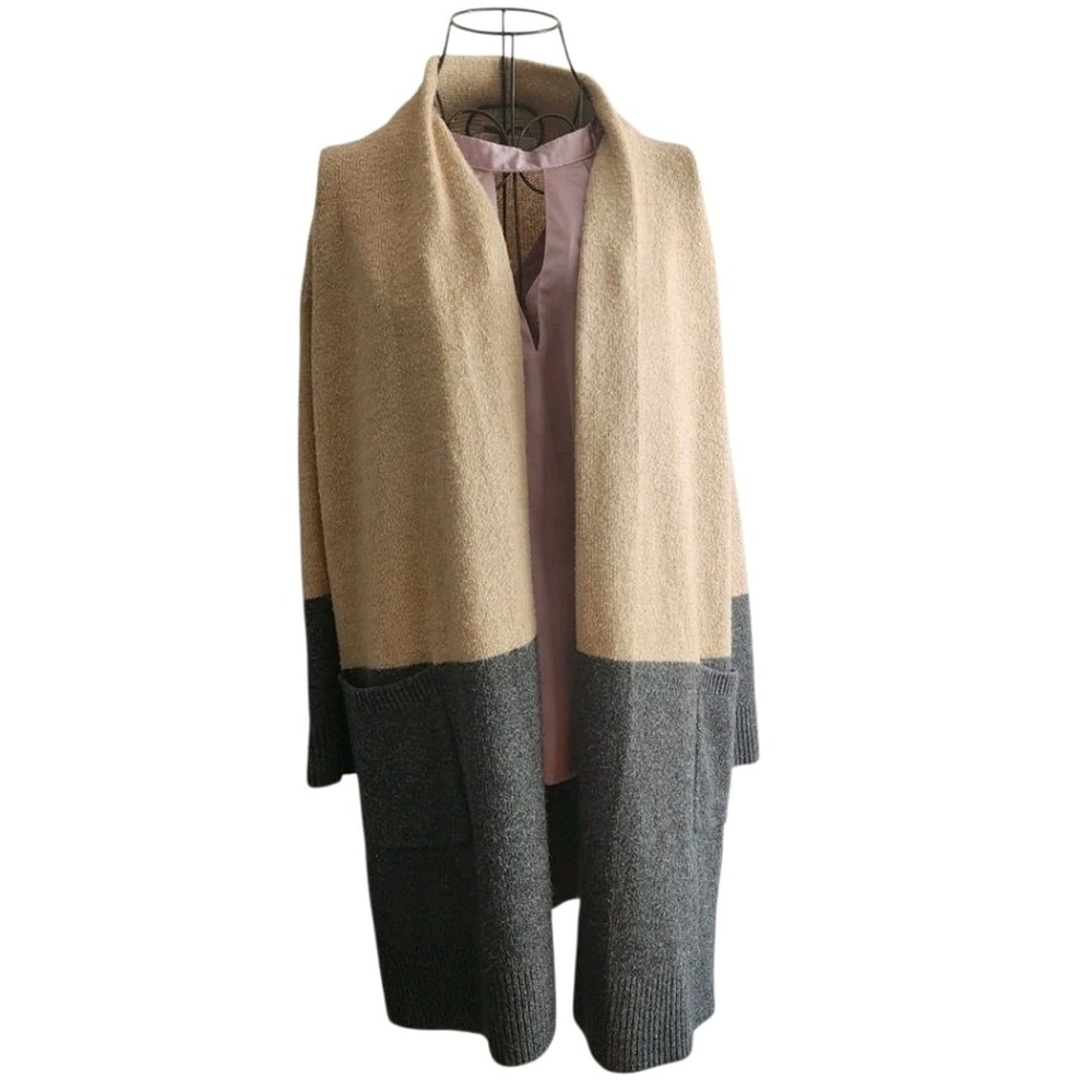 Michael Kors Long Cardigan Sweater Women Small Tan Old Money Mob Wife Designer